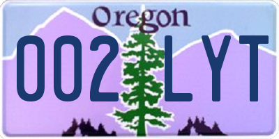 OR license plate 002LYT
