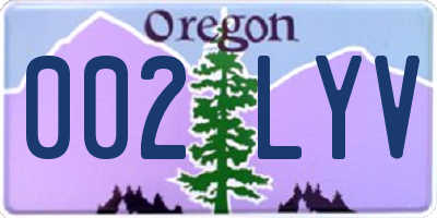 OR license plate 002LYV