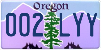 OR license plate 002LYY