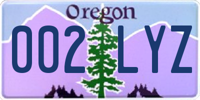 OR license plate 002LYZ