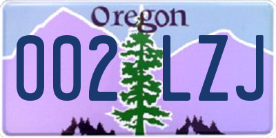 OR license plate 002LZJ