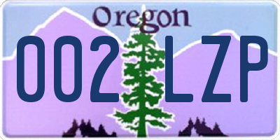 OR license plate 002LZP