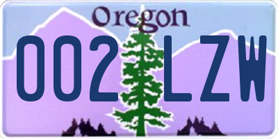 OR license plate 002LZW