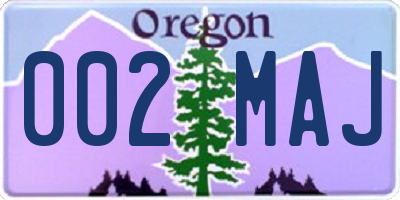 OR license plate 002MAJ