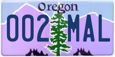 OR license plate 002MAL