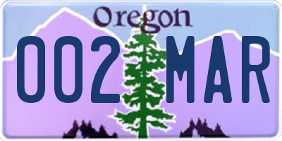 OR license plate 002MAR