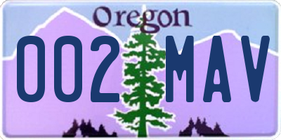 OR license plate 002MAV