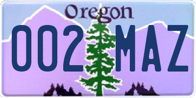 OR license plate 002MAZ