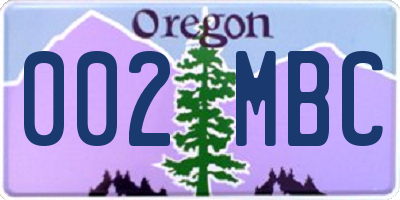 OR license plate 002MBC