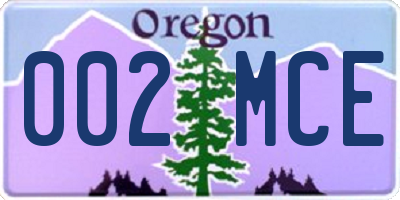 OR license plate 002MCE