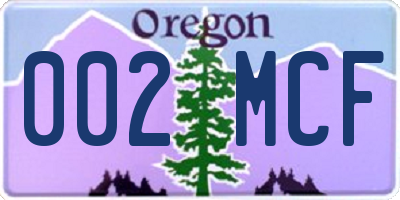 OR license plate 002MCF