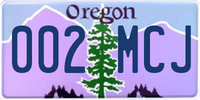OR license plate 002MCJ
