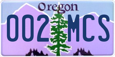 OR license plate 002MCS