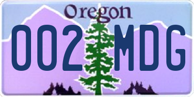 OR license plate 002MDG