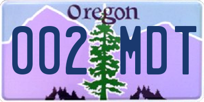 OR license plate 002MDT