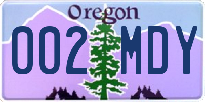 OR license plate 002MDY