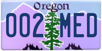 OR license plate 002MED