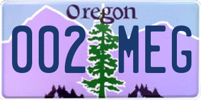 OR license plate 002MEG