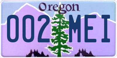 OR license plate 002MEI