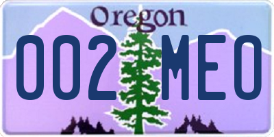 OR license plate 002MEO