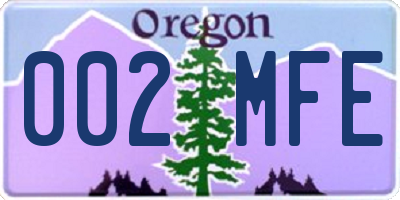 OR license plate 002MFE