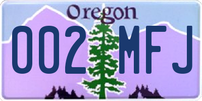 OR license plate 002MFJ