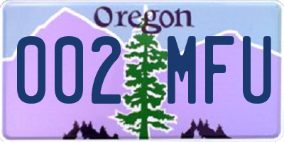 OR license plate 002MFU