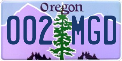 OR license plate 002MGD