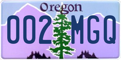OR license plate 002MGQ