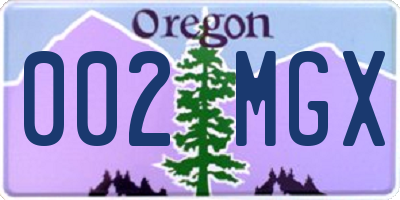 OR license plate 002MGX