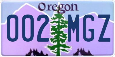 OR license plate 002MGZ