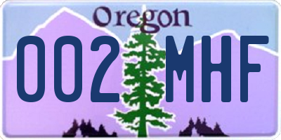 OR license plate 002MHF