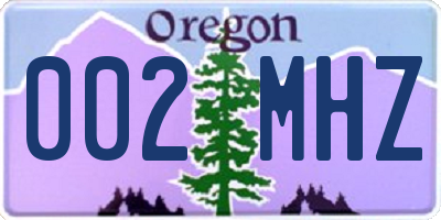 OR license plate 002MHZ