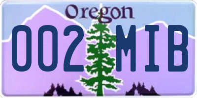 OR license plate 002MIB