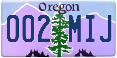 OR license plate 002MIJ