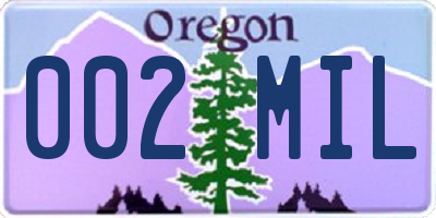OR license plate 002MIL