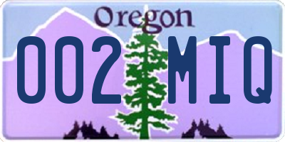 OR license plate 002MIQ