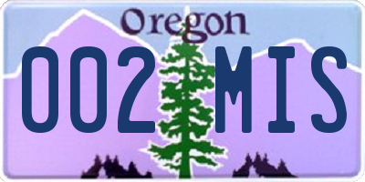 OR license plate 002MIS