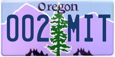 OR license plate 002MIT
