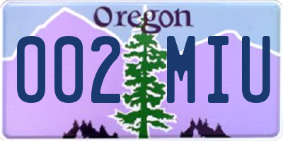 OR license plate 002MIU