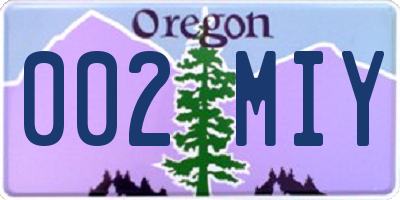 OR license plate 002MIY