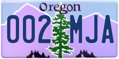 OR license plate 002MJA