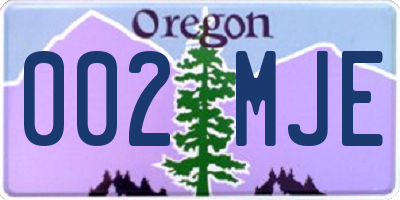 OR license plate 002MJE