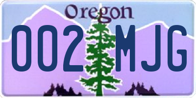 OR license plate 002MJG