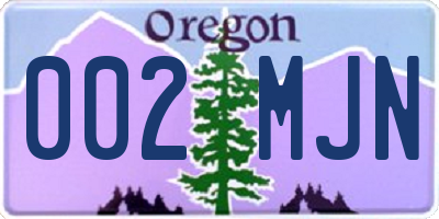 OR license plate 002MJN
