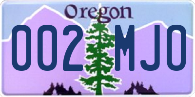 OR license plate 002MJO