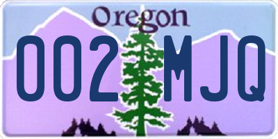 OR license plate 002MJQ