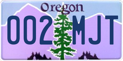 OR license plate 002MJT