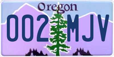 OR license plate 002MJV