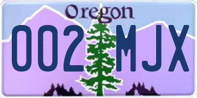 OR license plate 002MJX